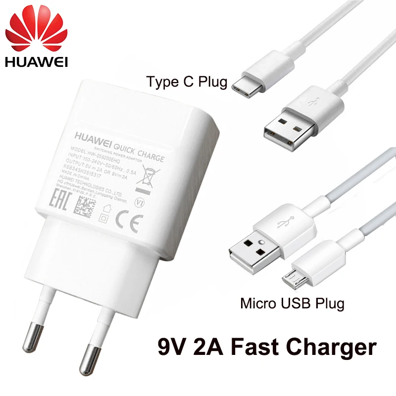 Eredeti Huawei P30 Lite Töltő 9V/2A gyorstöltés Micro USB-USB-C Kábel Y9 Miniszterelnök 2019 Nova 3 Haver 20 Lite P20 P30 P40 Lite