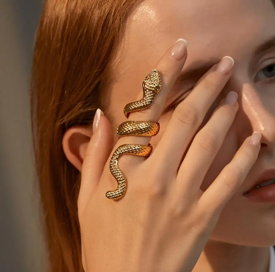 Fahion Gótikus Állítható Kígyó Gyűrű A Férfiak A Nők A Férfi-Női Punk Rakható Kígyó-Alakú Gyűrű Új, Trendi