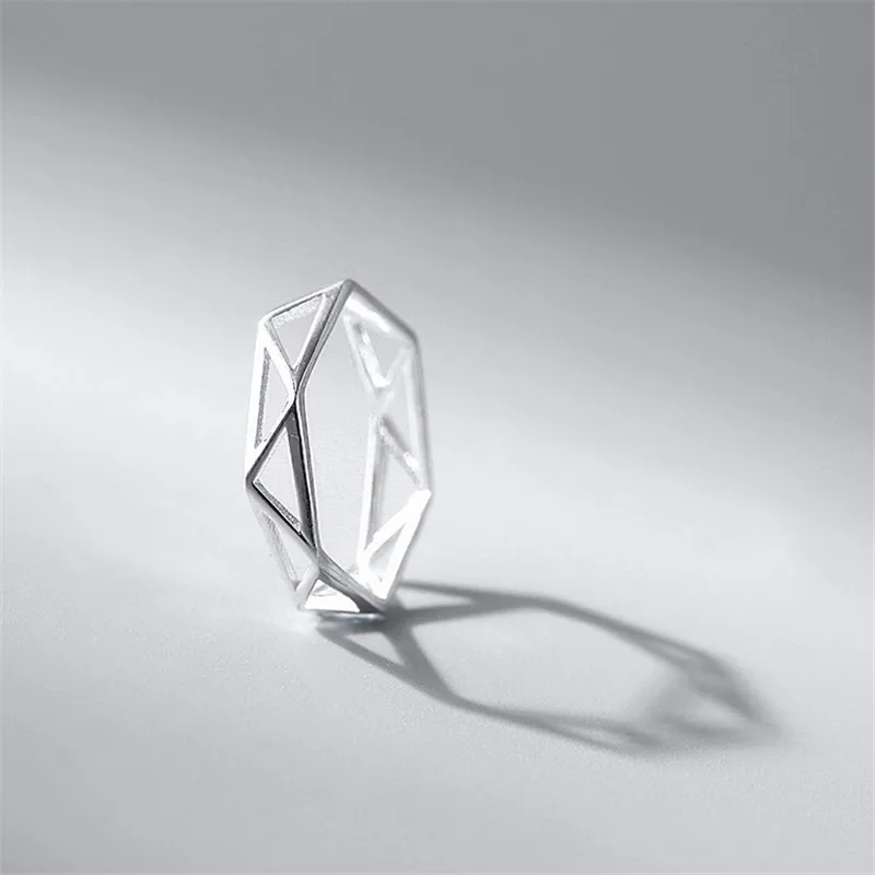 Koreai Személyiség Egyszerű Ezüst Bevonatú Geometriai Gyűrű Állítható Nyitó Gyűrűk Nő Divat Ékszerek