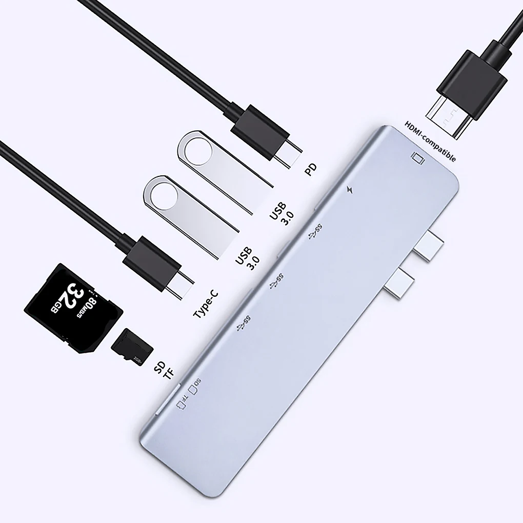 USB 3.0 C-Típusú Elosztó HDMI-Kompatibilis Adaptert a 4K Thunderbolt Hub Elosztó 3.0 TF Olvasó SD PD Foglalat a MacBook /Air/Huawei Mate